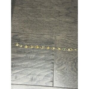 Vintage Goldette Scroll Link Bracelet Victorian Revival Faux Gemstones 7"